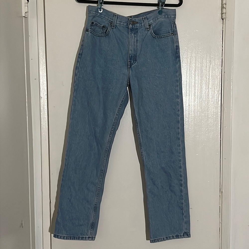 The brand is George, light blue pants, size 30x30, made in Mexico